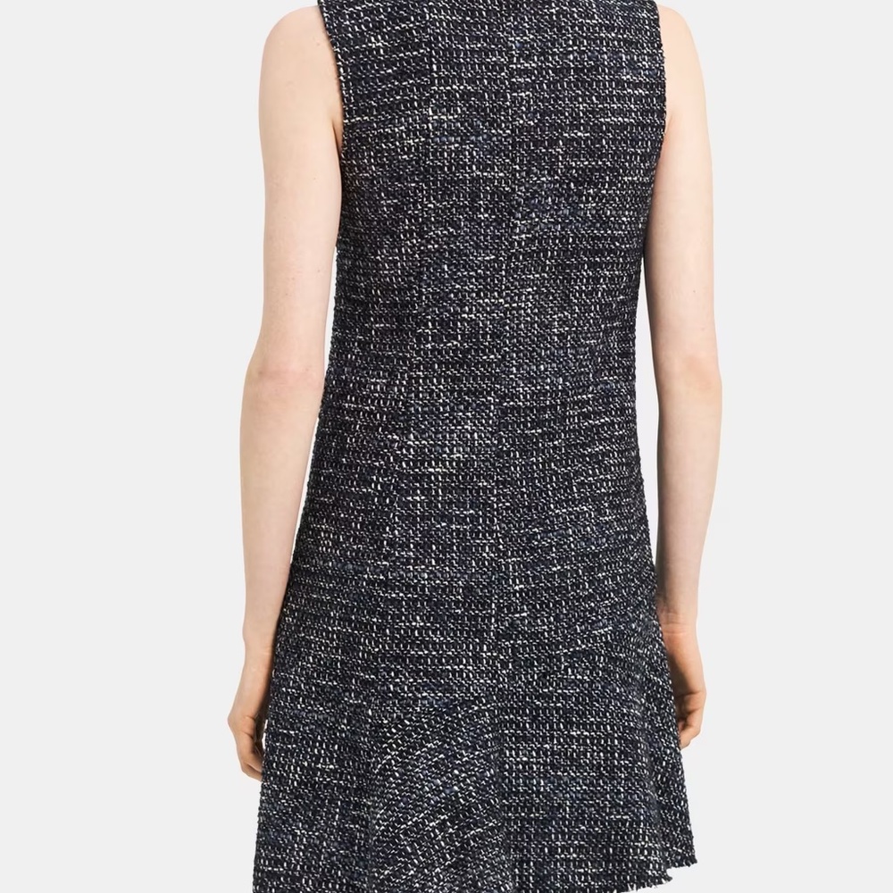 Asymmetrical Shift Dress in Wool-Blend Tweed